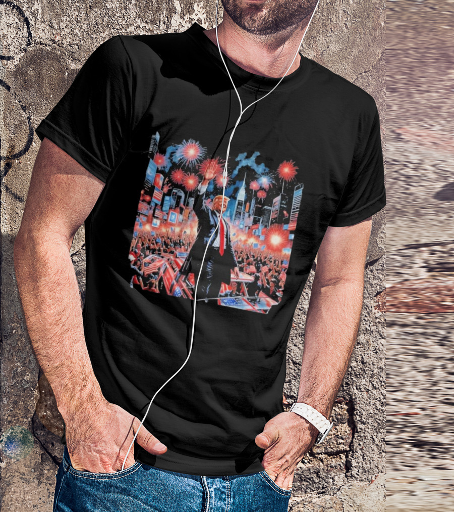 Donald Trump Fireworks City Victory Celebration Scene T-Shirt