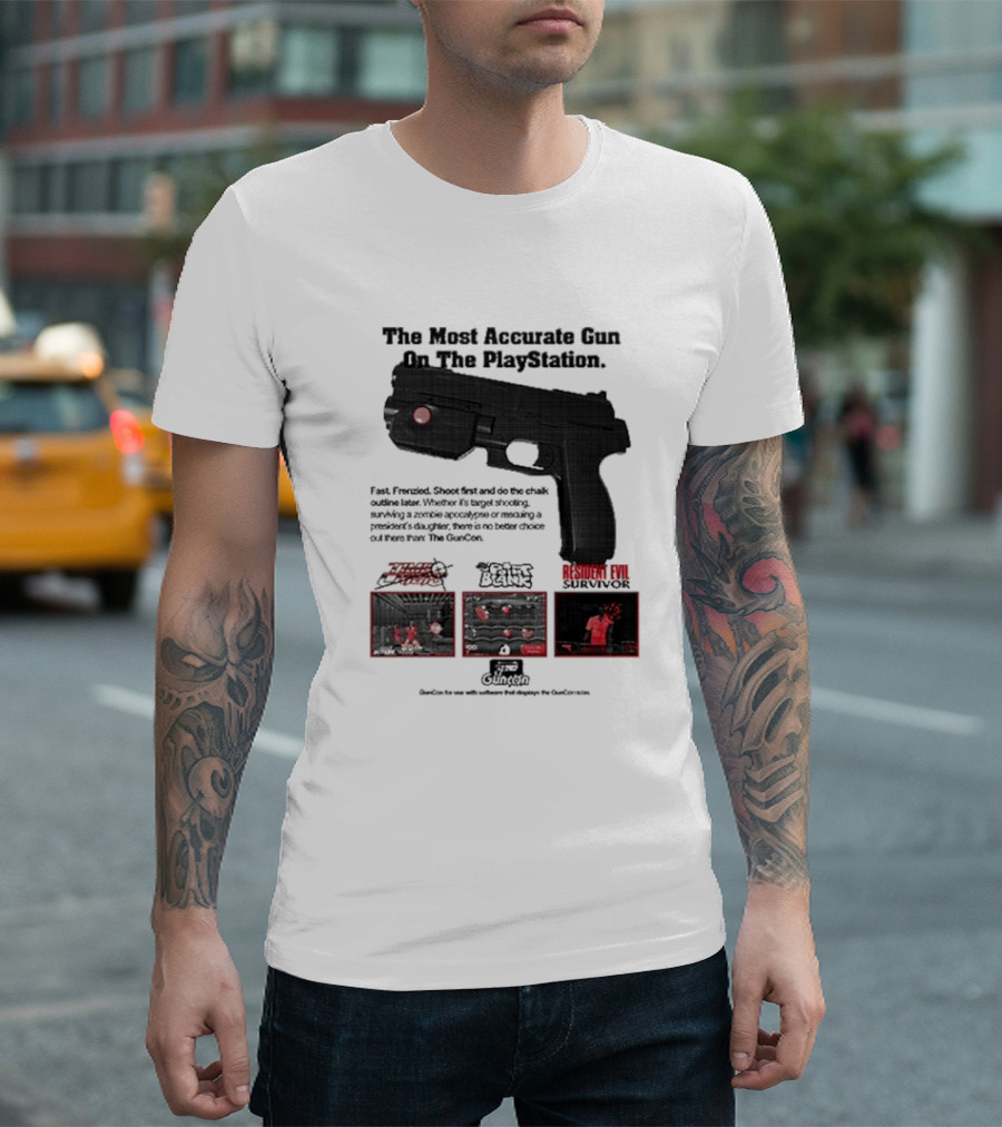 The Most Accurate Gun On The PlayStation Resident Evil Survivor Point Blank GunCon T-Shirt