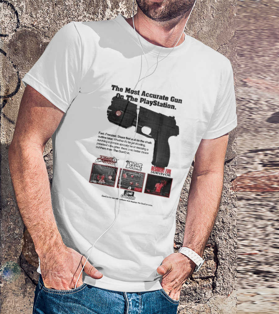 The Most Accurate Gun On The PlayStation Resident Evil Survivor Point Blank GunCon T-Shirt