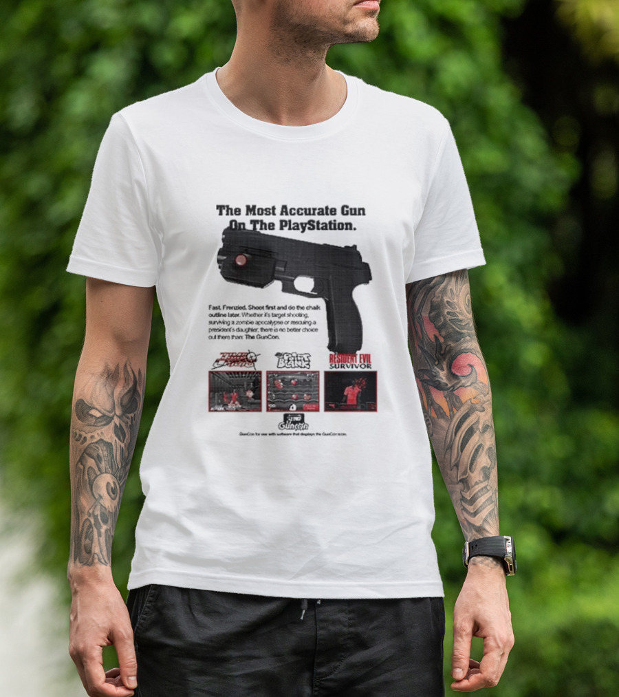 The Most Accurate Gun On The PlayStation Resident Evil Survivor Point Blank GunCon T-Shirt