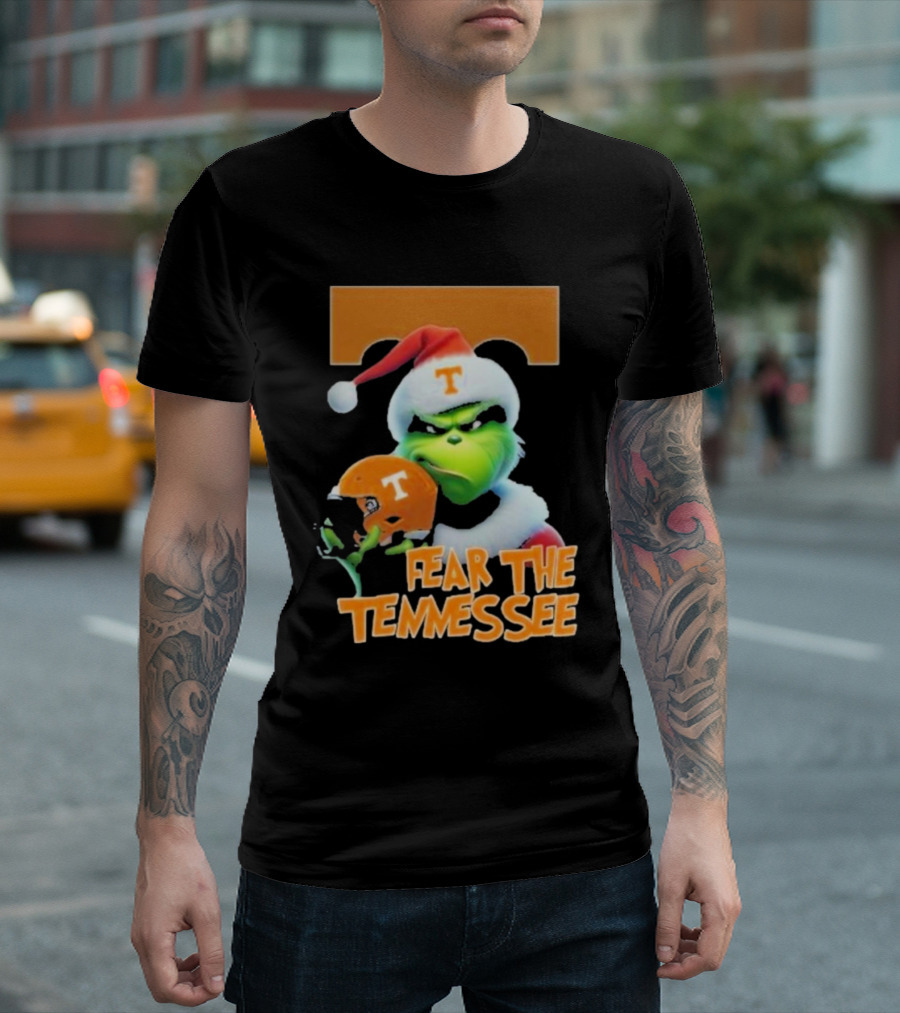 Fear The Tennessee Volunteers Grinch Football Helmets T-Shirt