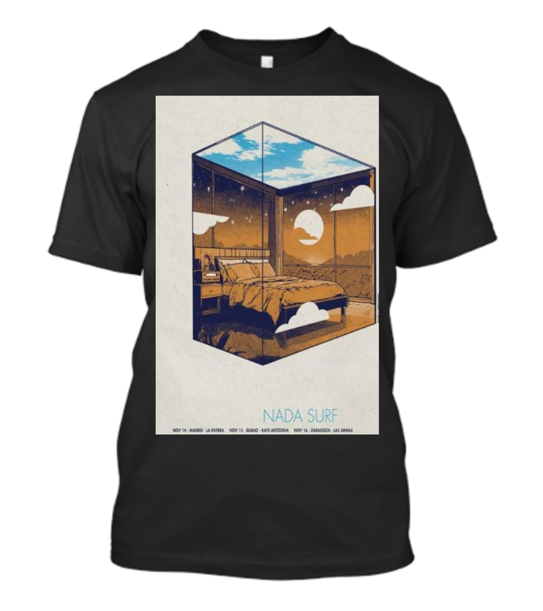 Nada Surf Tour Nov 14 2024 Sala Riviera Madrid Bedroom Art Sky T-Shirt