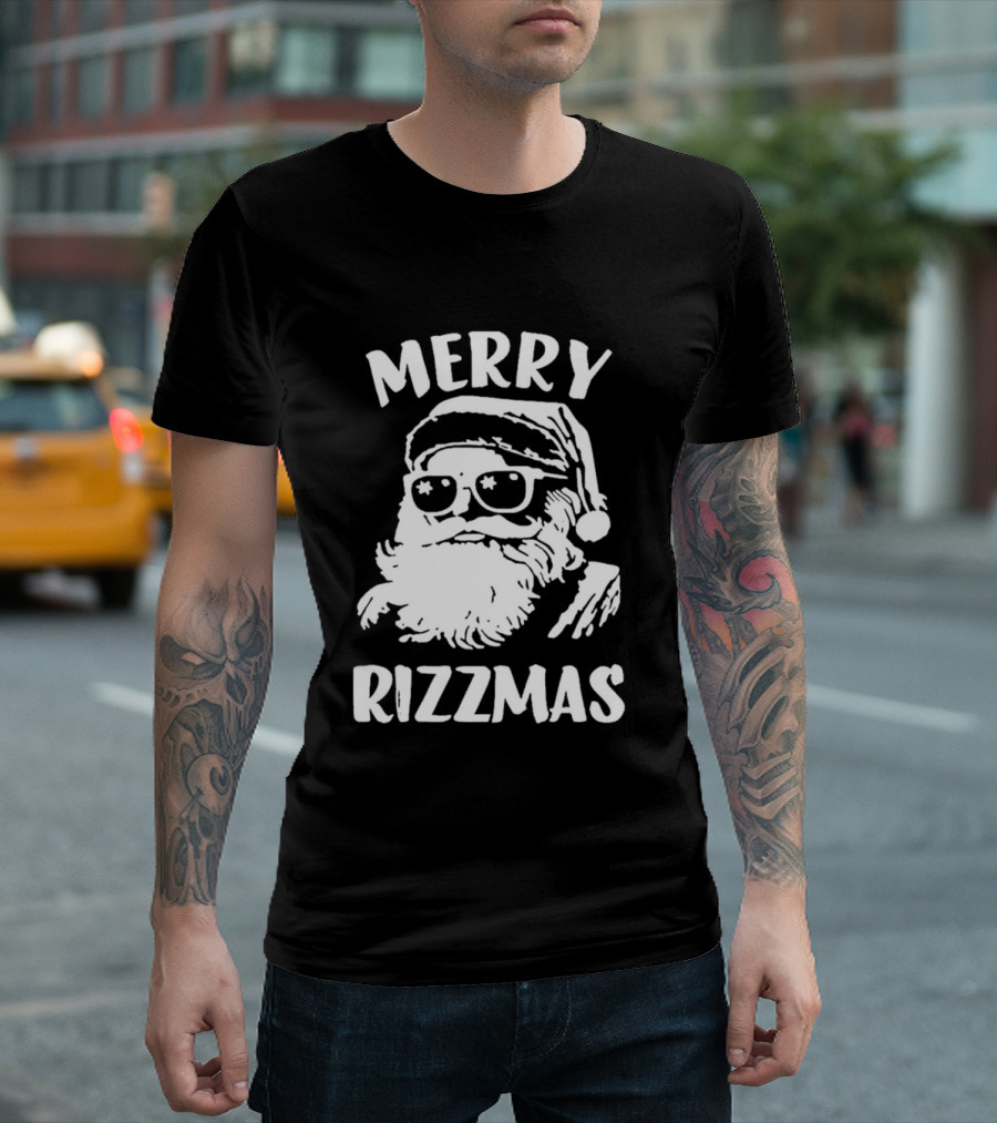 New Orleans Saints Blake Grupe Merry Rizzmas Darren Rizzi Santa Sunglasses T-Shirt