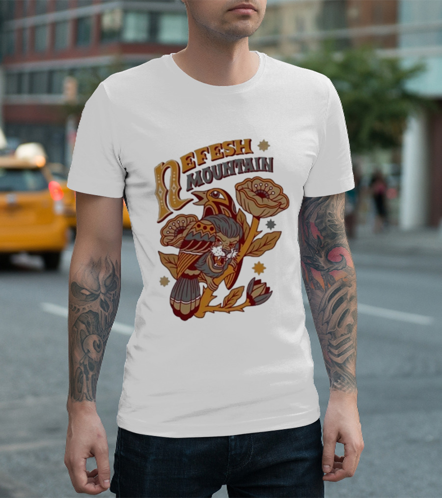 Nefesh Mountain Sparrow Vintage Floral Lion and Bird T-Shirt