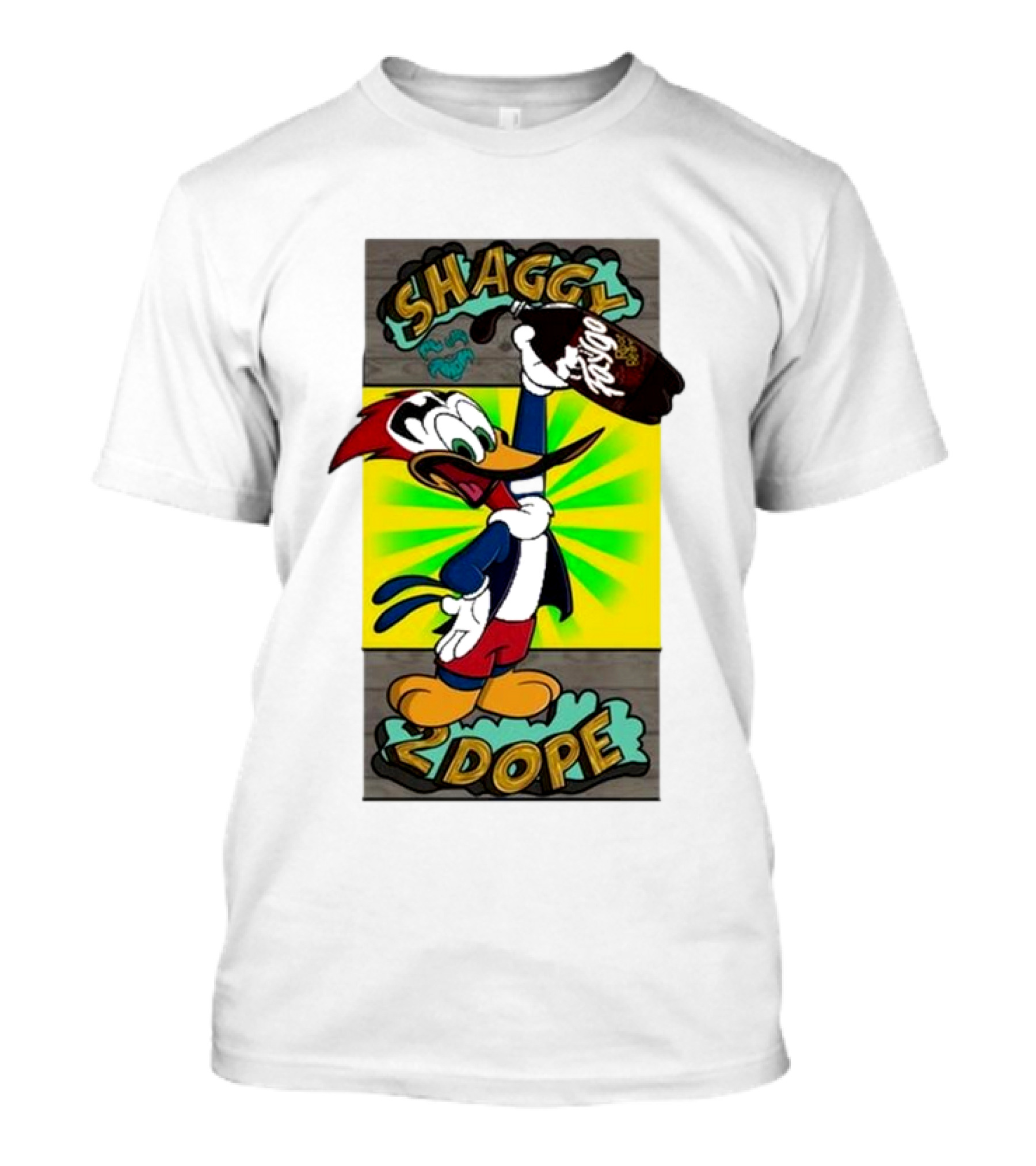 Shaggy 2 Dope Holding Bottle With Woodpecker Illustration From The Shaggy Show T-Shirt