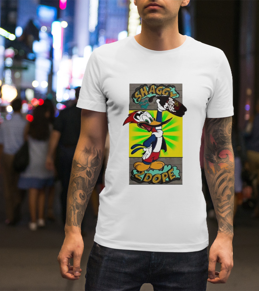 Shaggy 2 Dope Holding Bottle With Woodpecker Illustration From The Shaggy Show T-Shirt