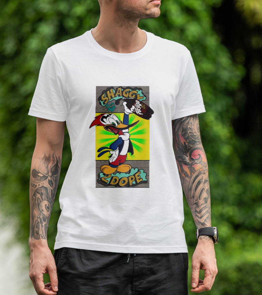 Shaggy 2 Dope Holding Bottle With Woodpecker Illustration From The Shaggy Show T-Shirt