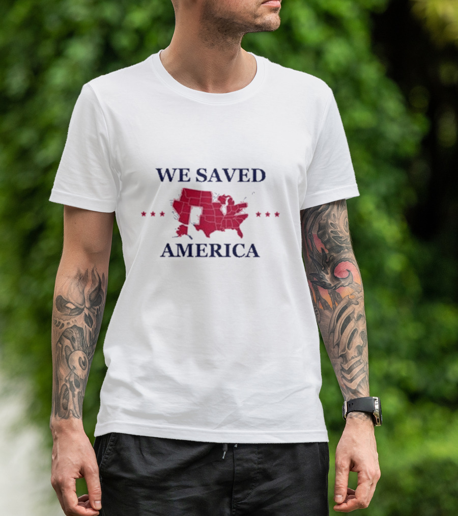 We Saved America 2024 Red Map Stars T-Shirt