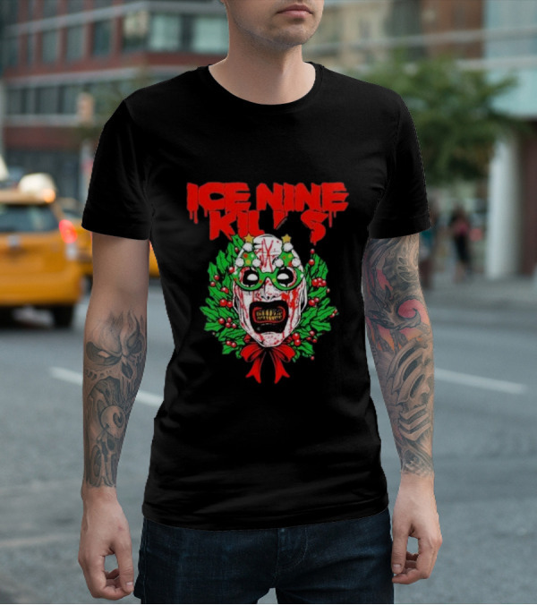 Ice Nine Kills Horror Christmas Wreath Mask T-Shirt