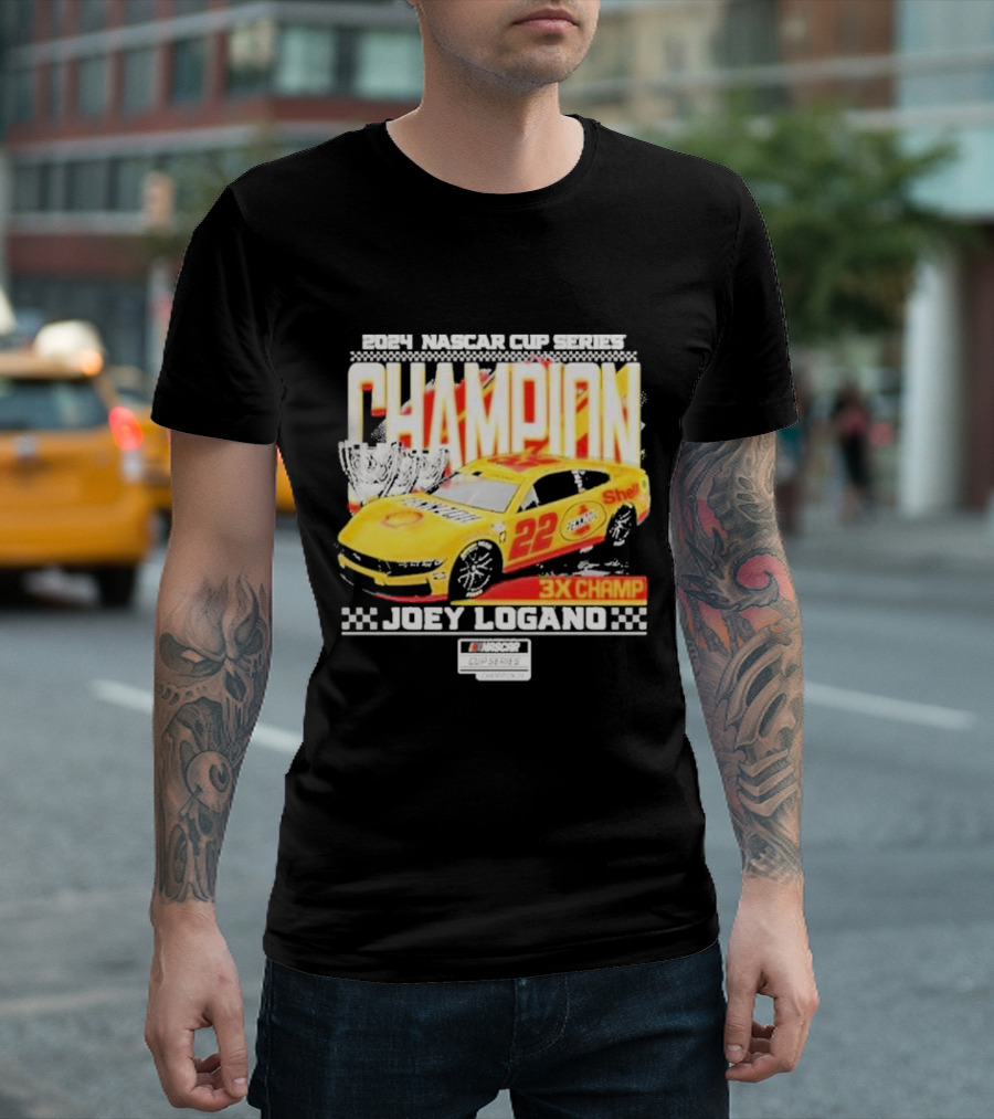 Joey Logano 2024 NASCAR Cup Series Champion 3X Champ Team Penske Car T-Shirt