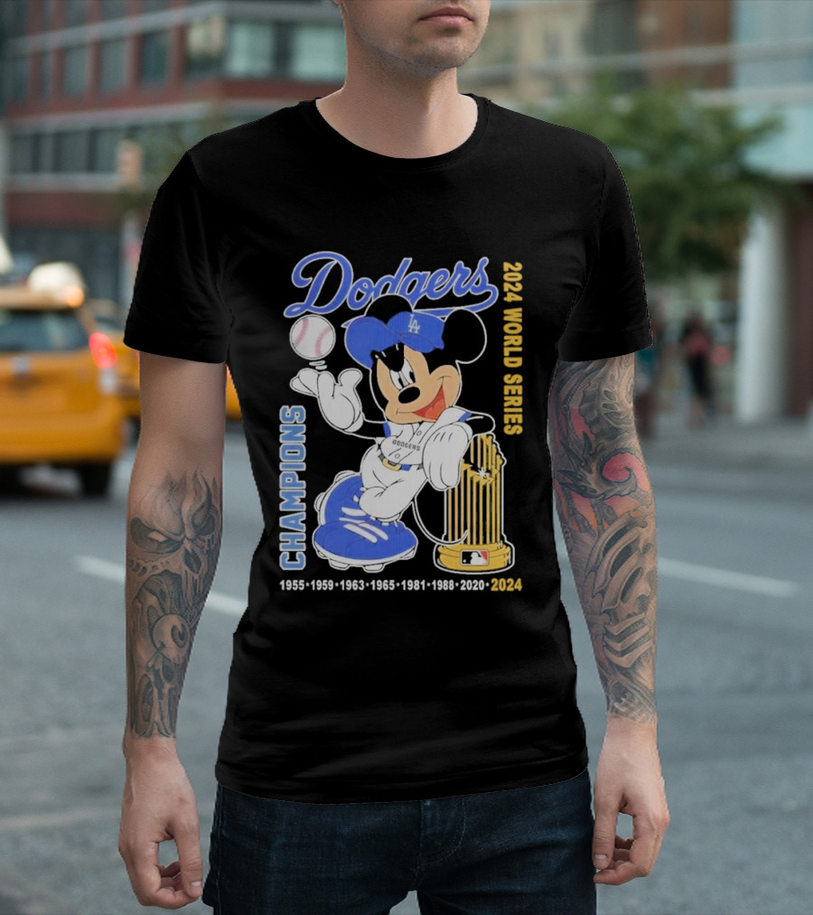 Dodgers x Mickey 2024 World Series Champions Dodgers 1955-1959-1963-1965-1981-1988-2020-2024 T-Shirt