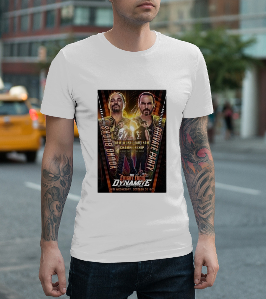Young Bucks Vs Private Party AEW World Tag Team Championship Fright Night Dynamite October 30 Live 8/7c T-Shirt