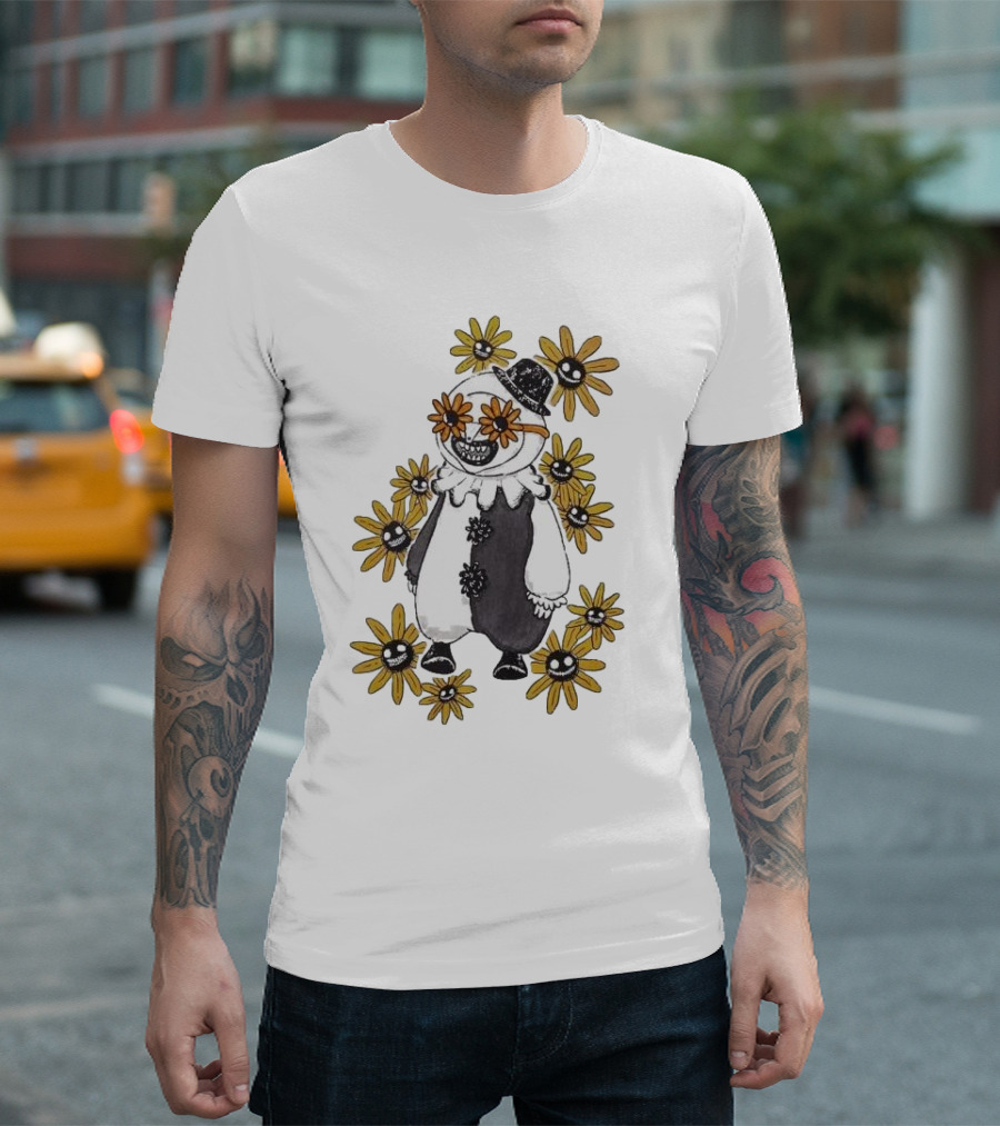 Terrifier 2 Chibi Art the Clown with Smiling Flowers T-Shirt
