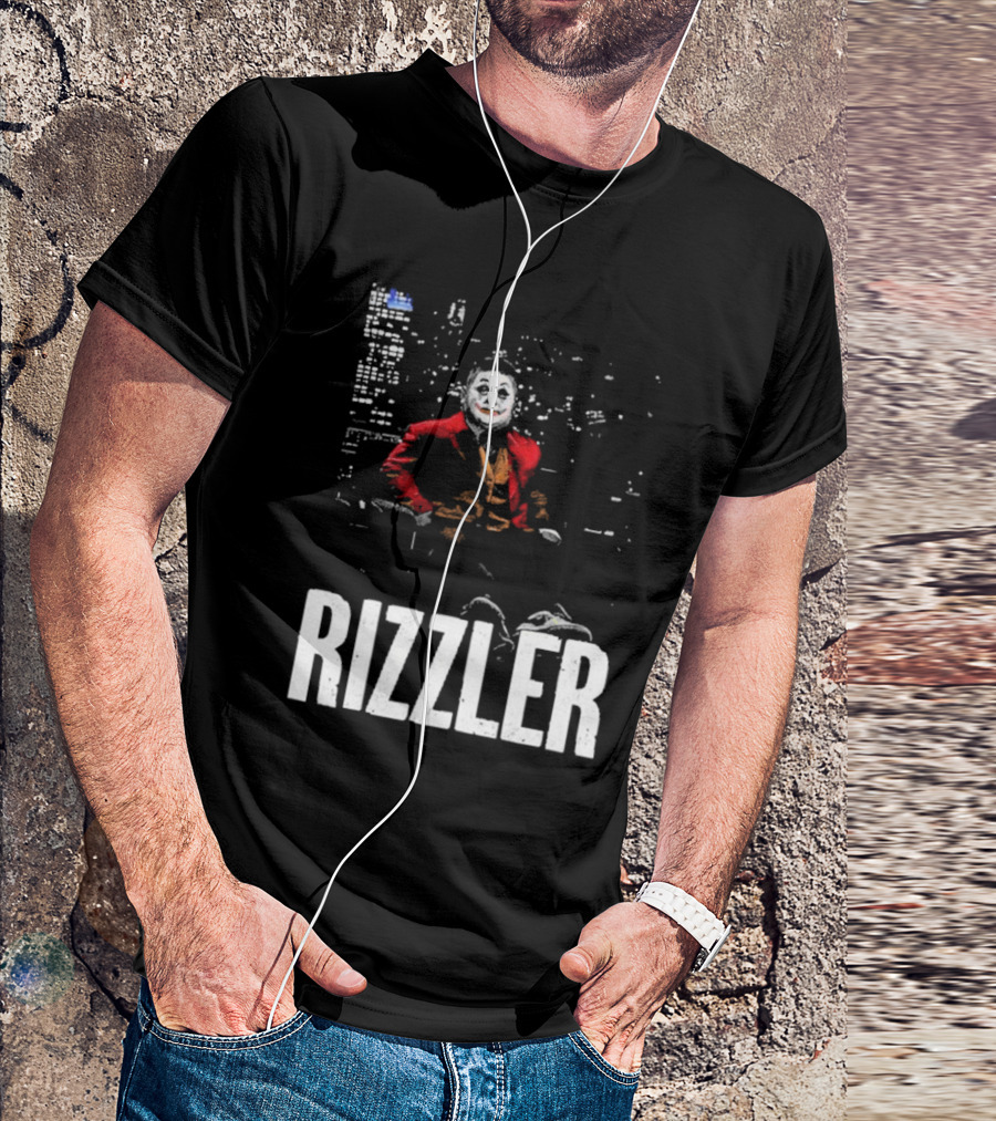 Rizzler Shitheadsteve Joker Style Cityscape Background T-Shirt