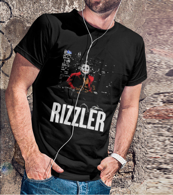 Rizzler Shitheadsteve Joker Style Cityscape Background T-Shirt