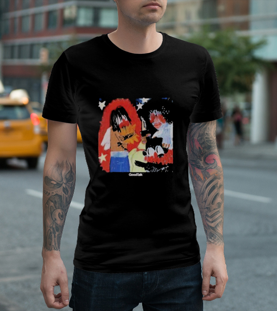 Gigi Goodtalk Skaiwater Artwork With Stars And Cartoon Figures T-Shirt