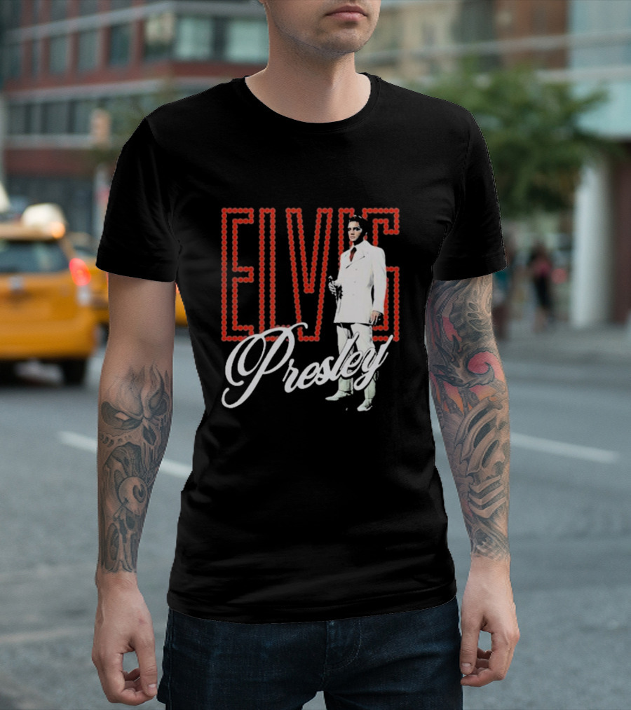 Elvis Presley White Suit Retro Lights T-Shirt