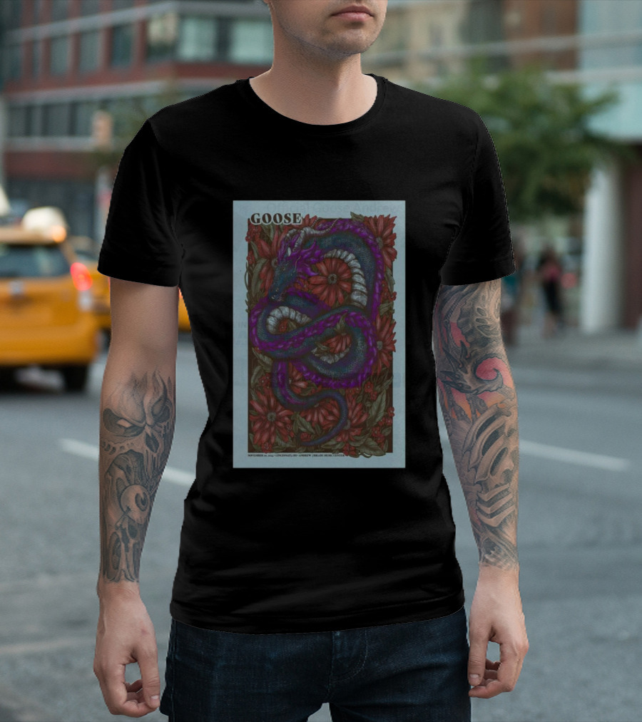 Goose Andrew J Brady Music Center Cincinnati OH Nov 10 24 Tour Dragon And Flowers T-Shirt