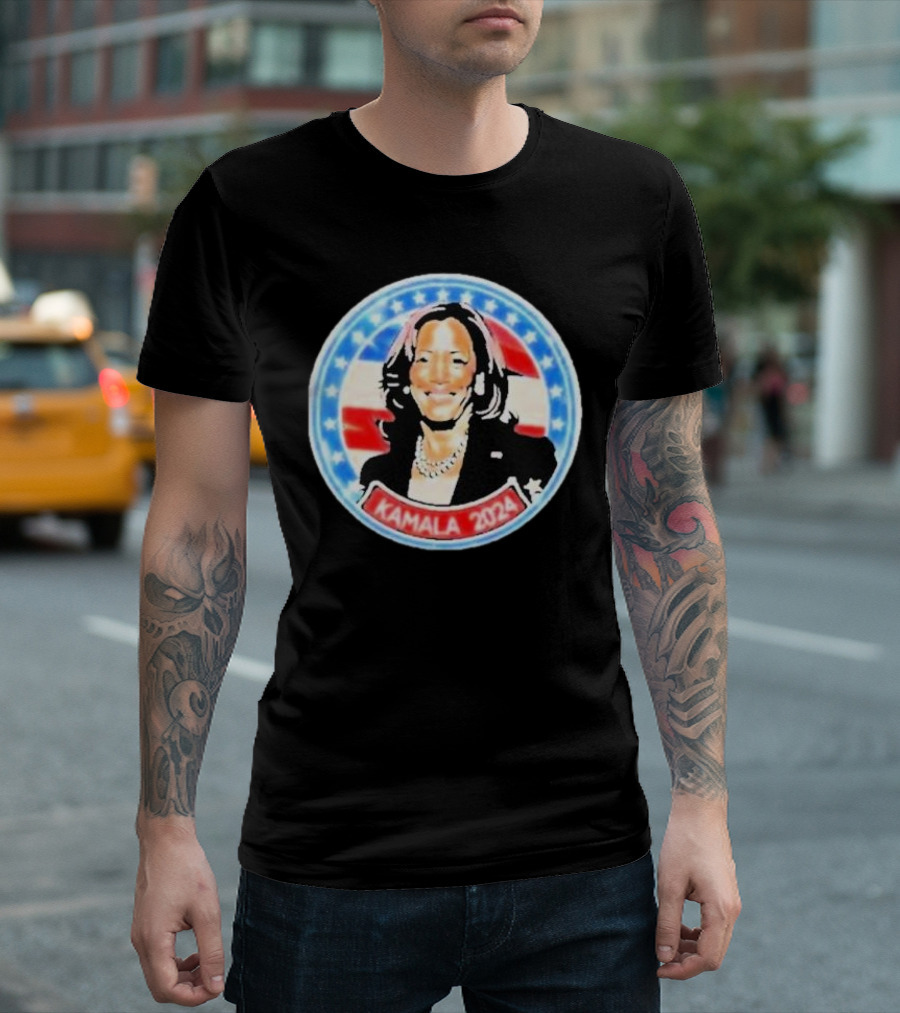 Kamala Harris 2024 Madam Vice President Democrat USA Flag Stars T-Shirt