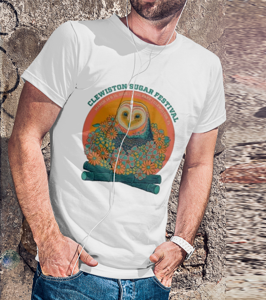Clewiston Sugar Festival March 14-15 2025 Civic Park Clewiston FL Owl And Flowers T-Shirt