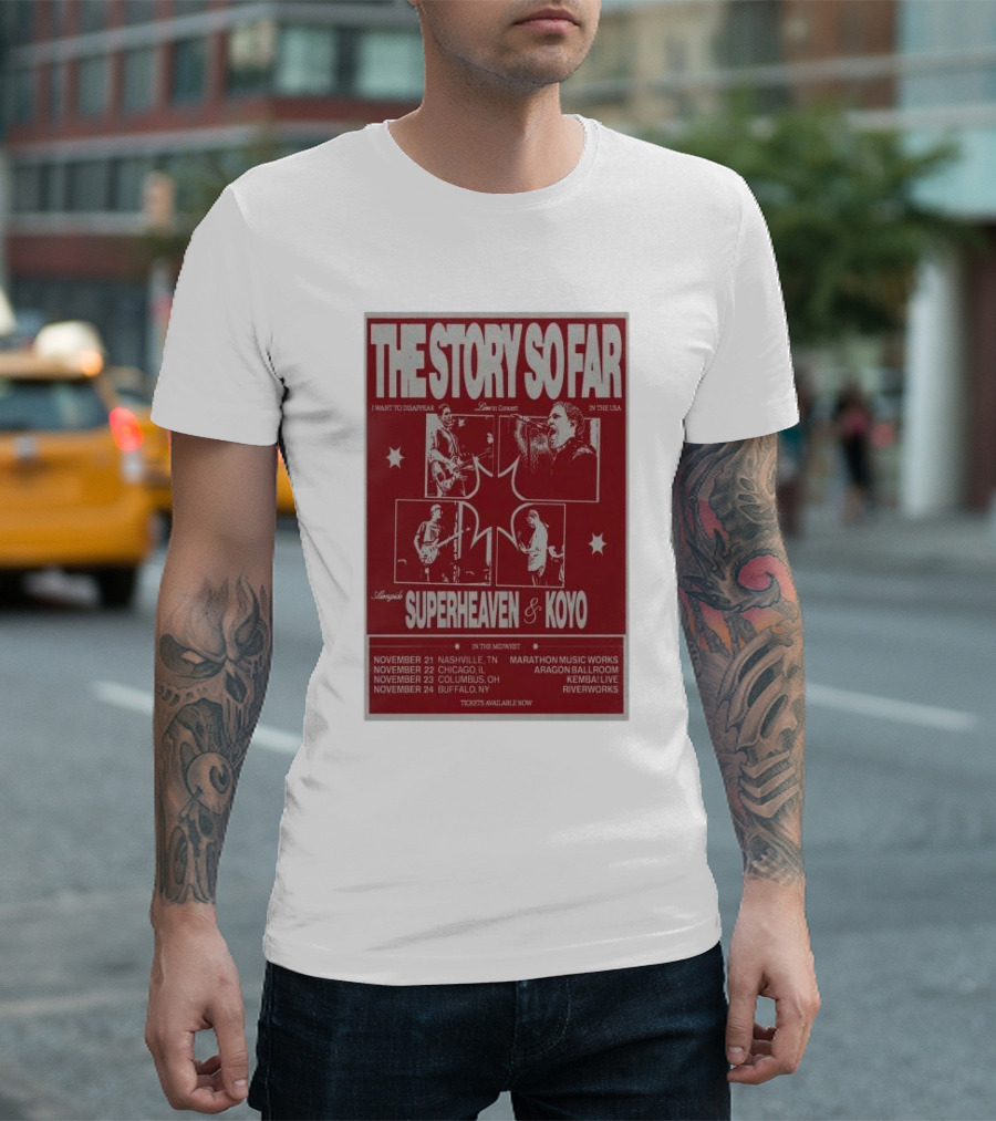 The Story So Far Live in Concert Superheaven and Koyo in the USA 2024 Tour Dates Nashville Chicago Columbus Buffalo T-Shirt