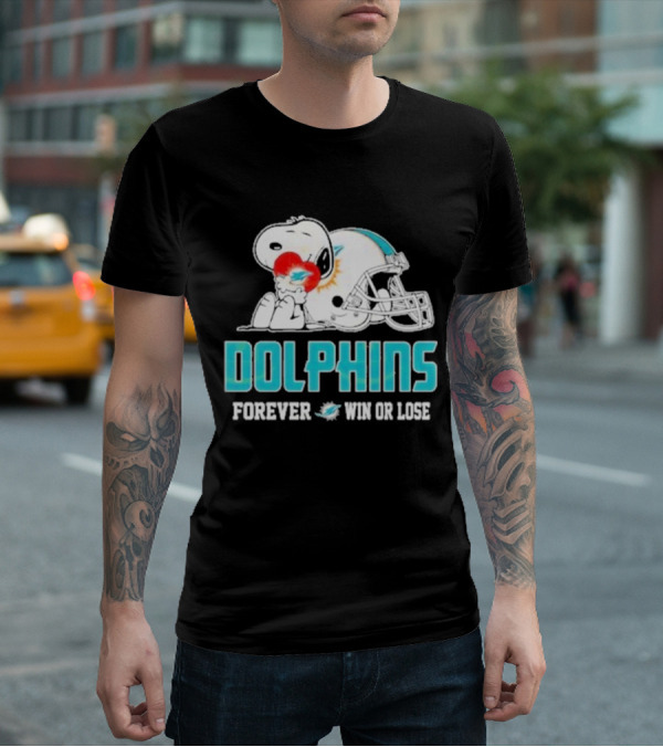 Dolphins Forever Win Or Lose Snoopy Miami Helmet T-Shirt