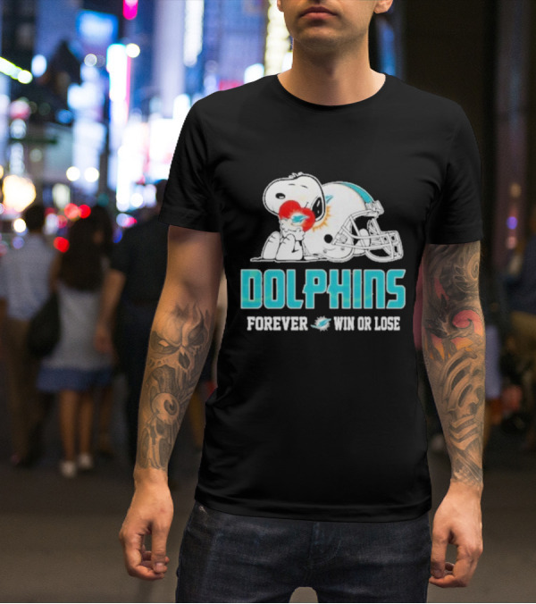 Dolphins Forever Win Or Lose Snoopy Miami Helmet T-Shirt