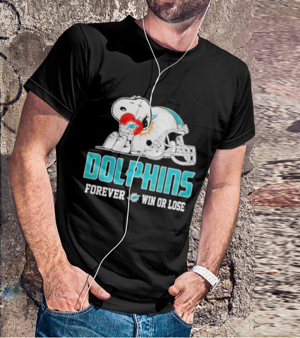 Dolphins Forever Win Or Lose Snoopy Miami Helmet T-Shirt