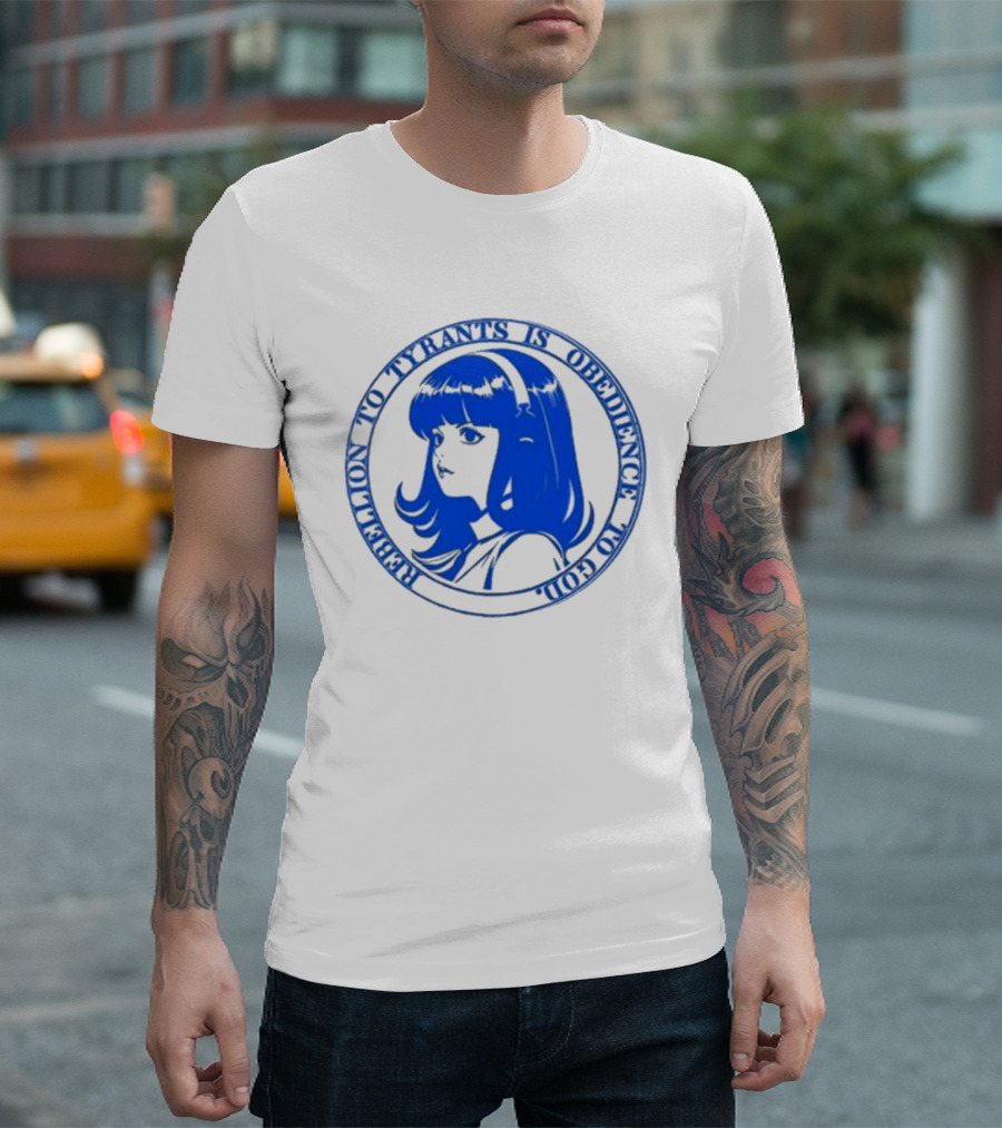 Rebellion To Tyrants Is Obedience To God Blue Anime T-Shirt