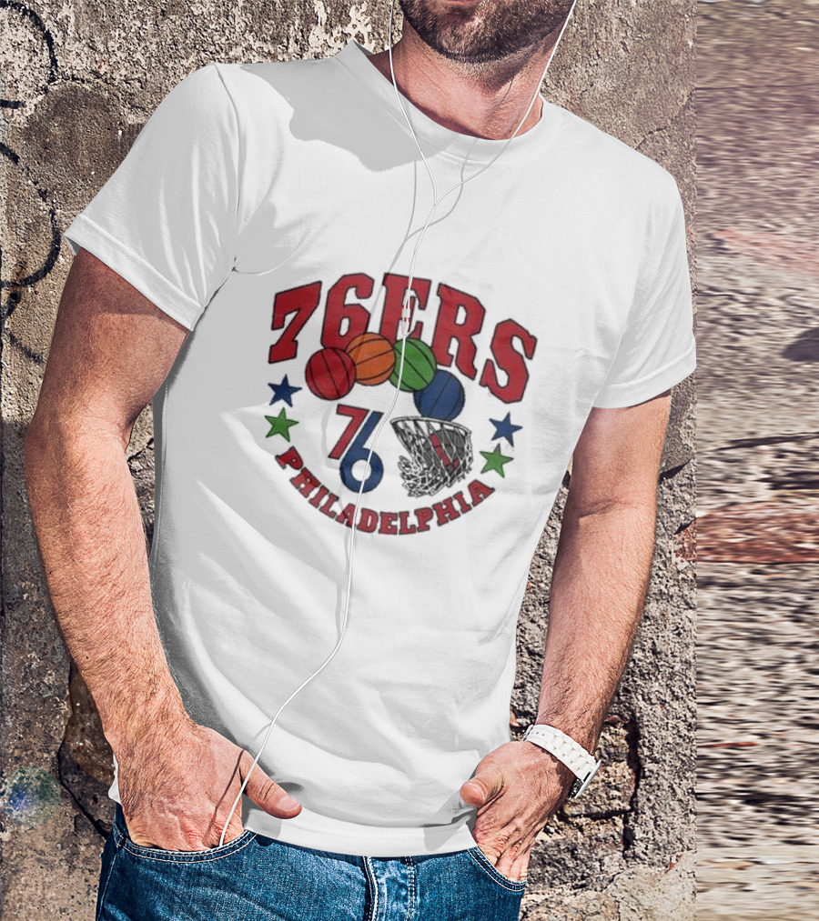 Philadelphia 76ers Multicolor Basketball Stars 76 City Edition T-Shirt