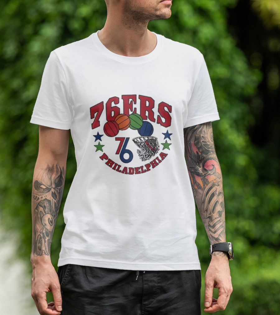 Philadelphia 76ers Multicolor Basketball Stars 76 City Edition T-Shirt