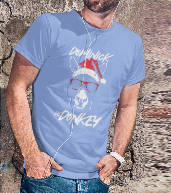 Dominick The Donkey Santa Hat Christmas Holiday T-Shirt