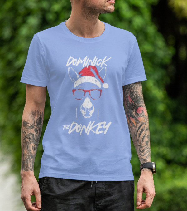 Dominick The Donkey Santa Hat Christmas Holiday T-Shirt