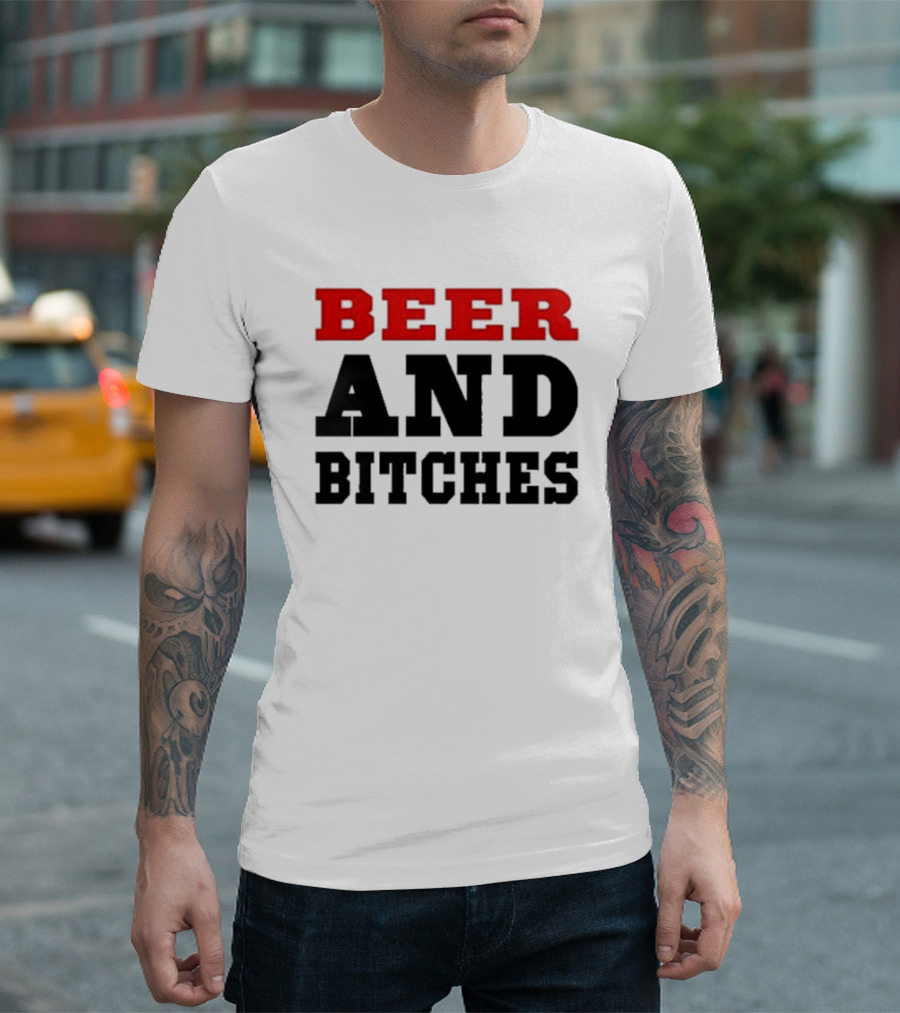 Truck Stop Beer And Bitches Bold Red T-Shirt
