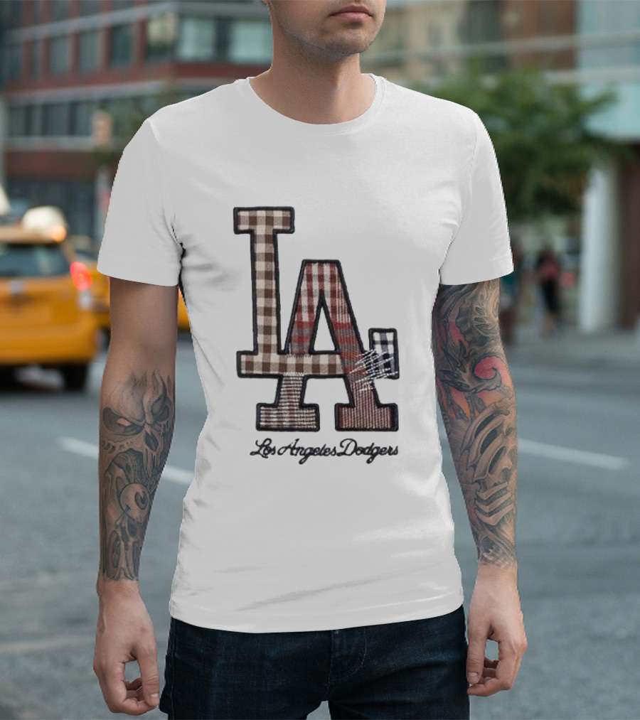 Los Angeles Dodgers Preppy Plaid LA T-Shirt