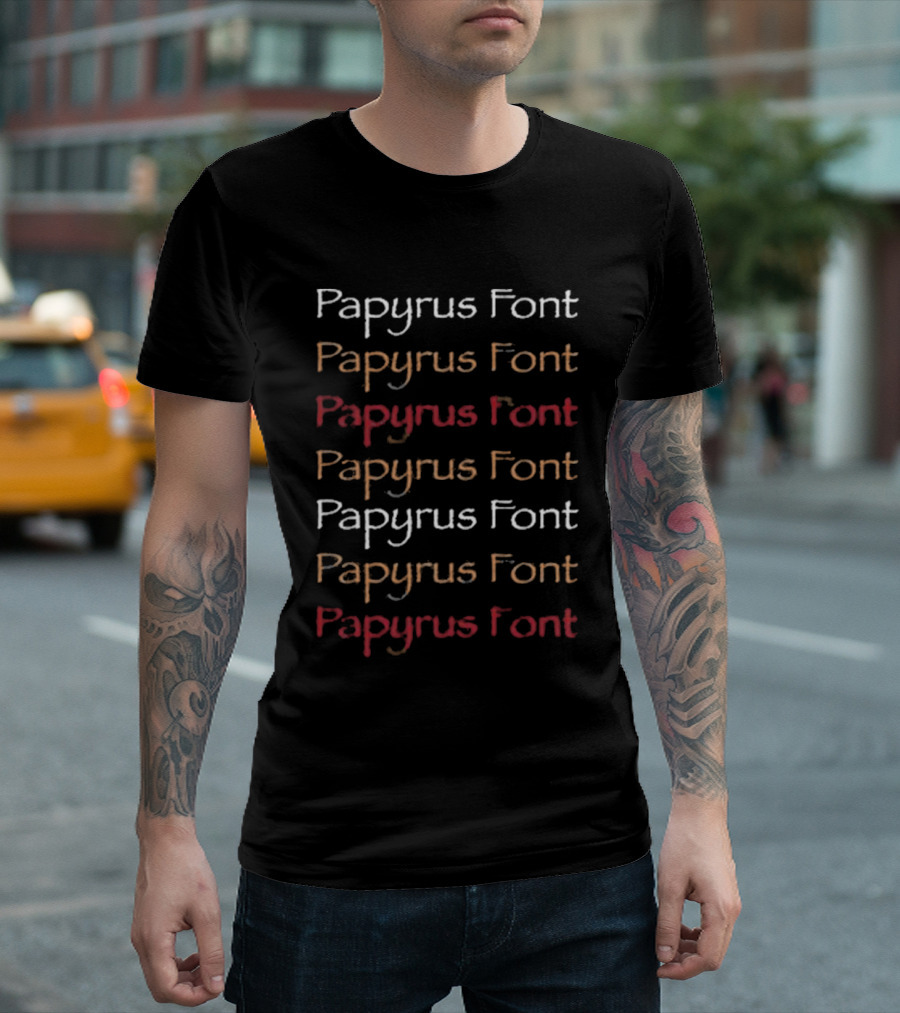 Papyrus Font Multicolor Natalie Tran T-Shirt
