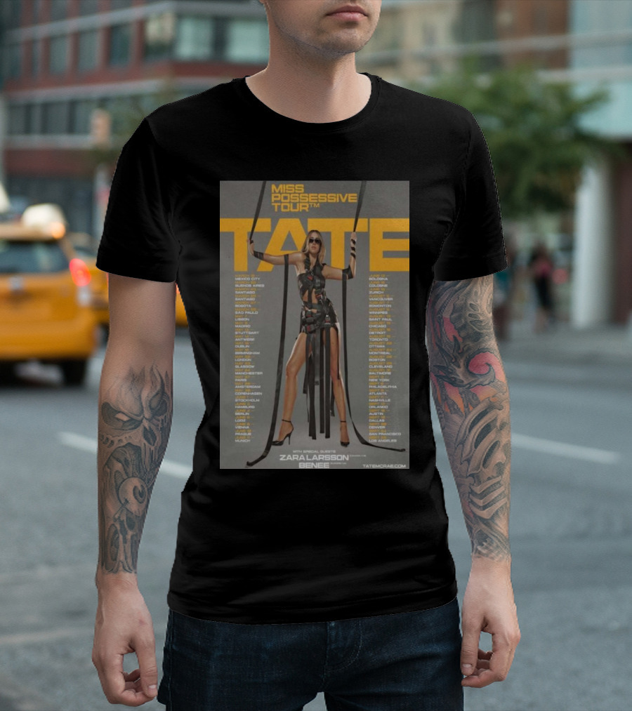 Tate McRae Miss Possessive Tour 2025 Featuring Zara Larsson And Benee Tour Dates T-Shirt