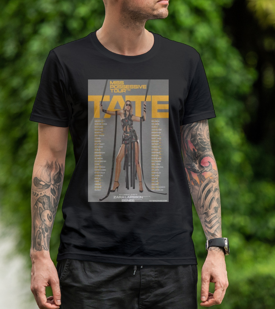Tate McRae Miss Possessive Tour 2025 Featuring Zara Larsson And Benee Tour Dates T-Shirt