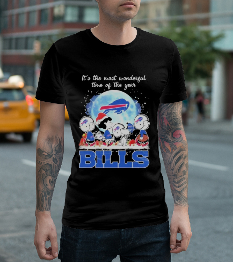 It's the Most Wonderful Time of the Year Buffalo Bills Peanuts Football Holiday T-Shirt