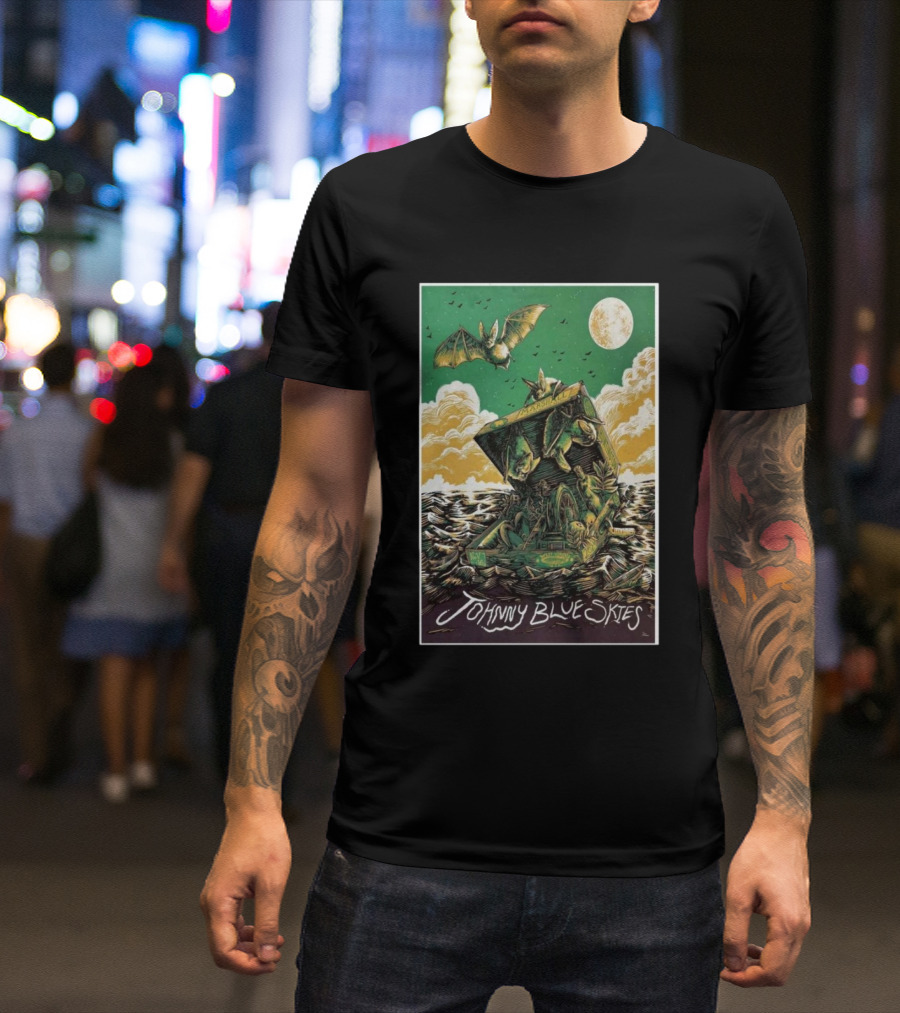 Johnny Blue Skies Tour Poster With Bats And Moon Art Huntington Marshall Health Network Arena Nov 16 T-Shirt