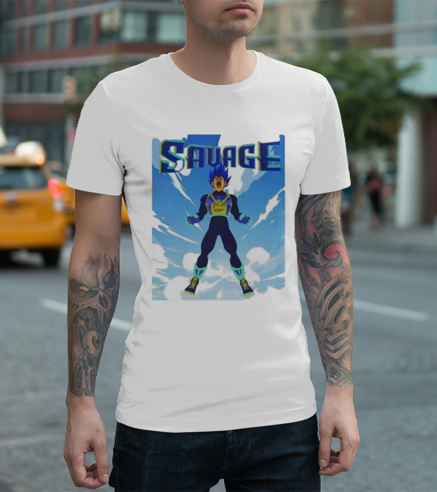 Vegeta Blue Saiyan Savage Super Warrior Transformation Scene T-Shirt