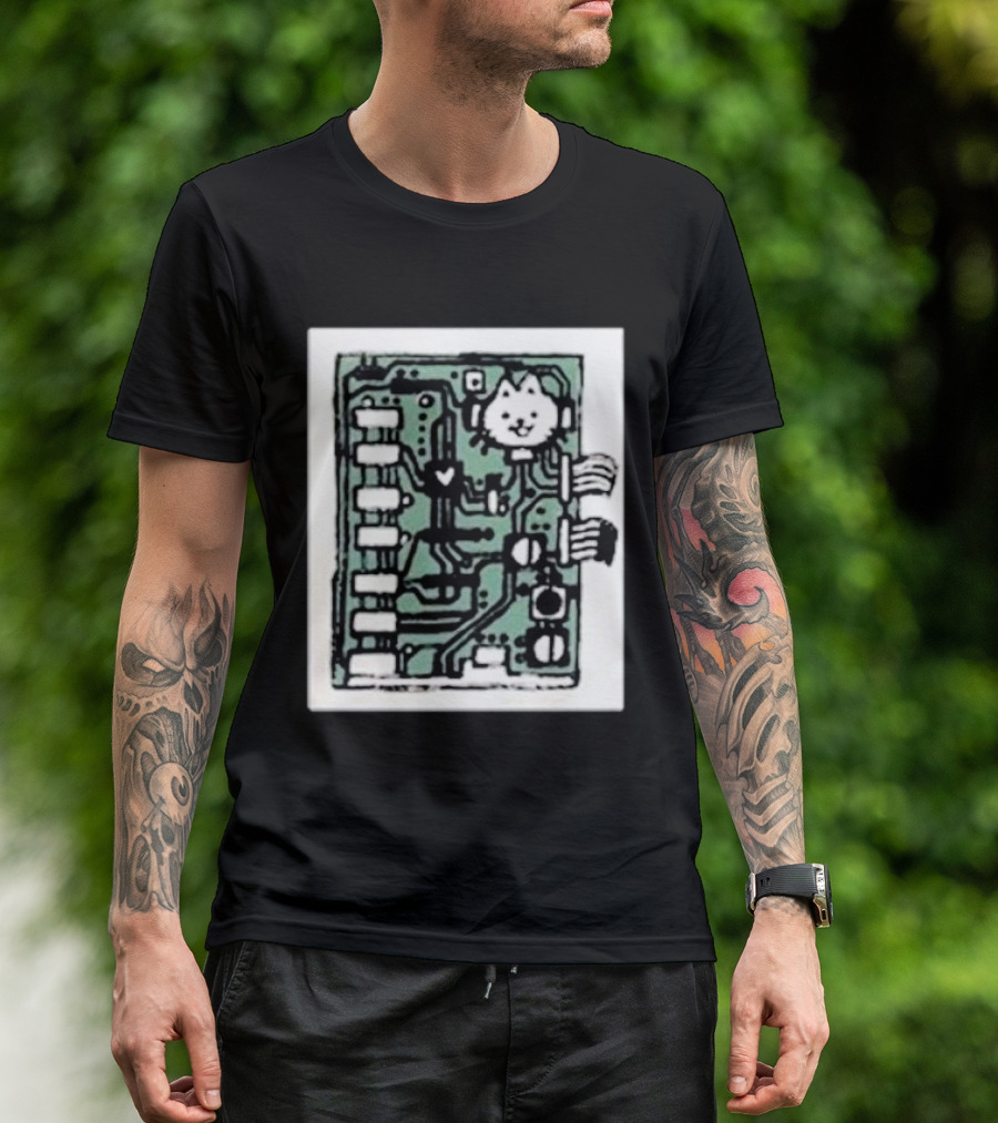 Cat Circuit Board Internals Of Electronics T-Shirt