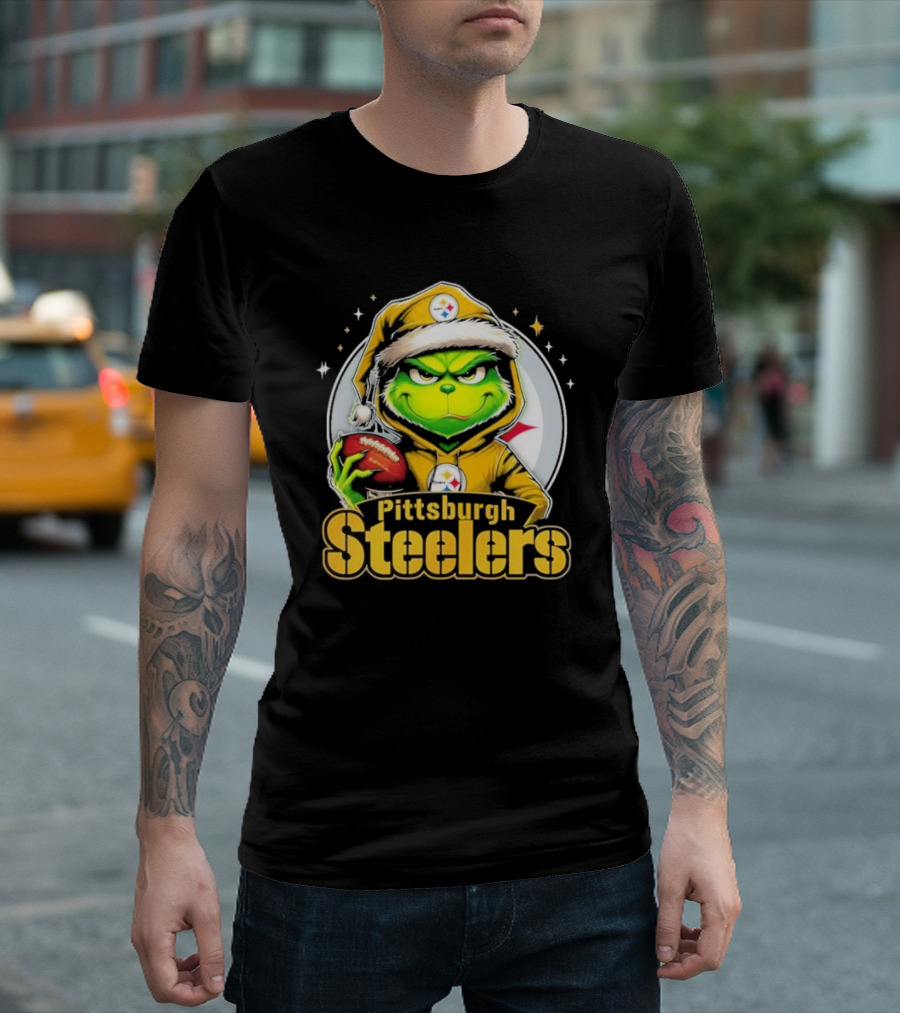 The Grinch Pittsburgh Steelers Christmas Football Crossover T-Shirt