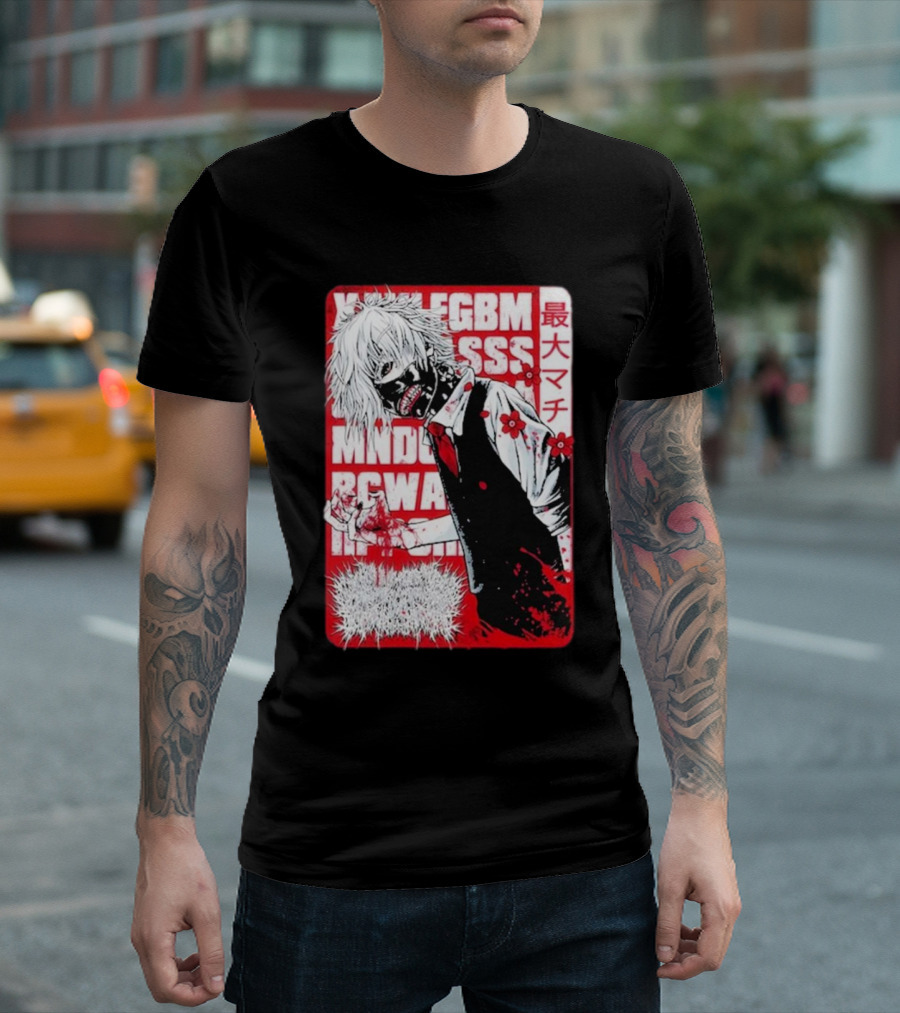 Xavleg Tokyo Ghoul Manga Style Character With Intense Red And White Graphics T-Shirt