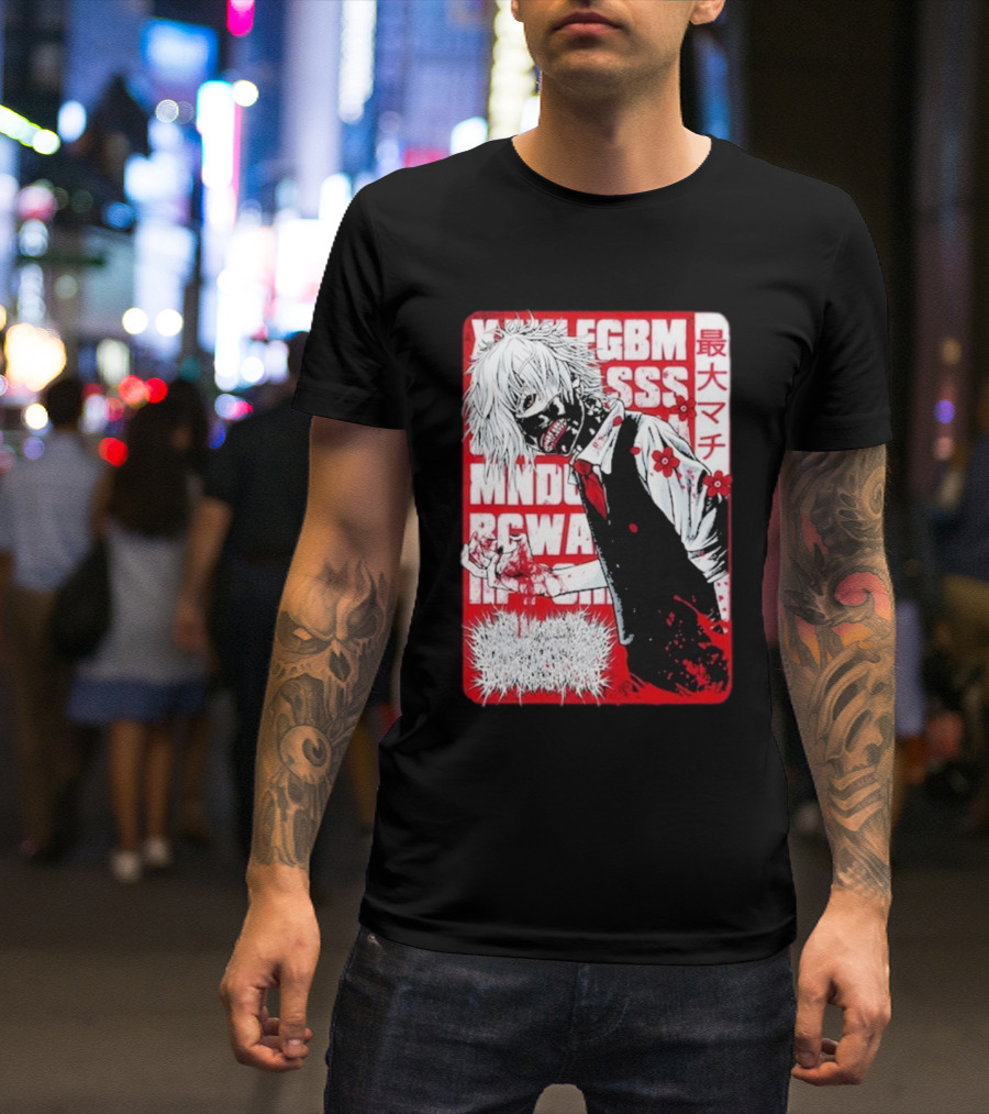 Xavleg Tokyo Ghoul Manga Style Character With Intense Red And White Graphics T-Shirt
