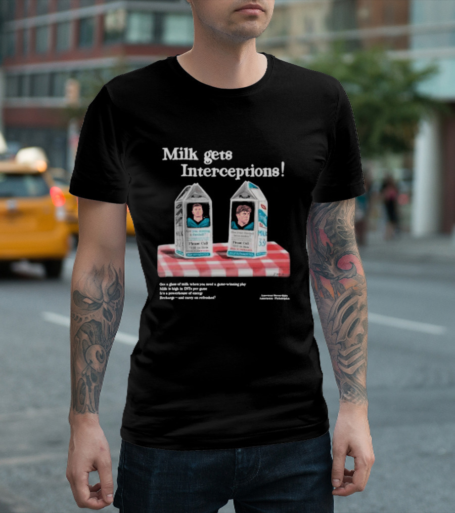 Milk Gets Interceptions Football Game-Winning Play Energy Drink Philadelphia T-Shirt