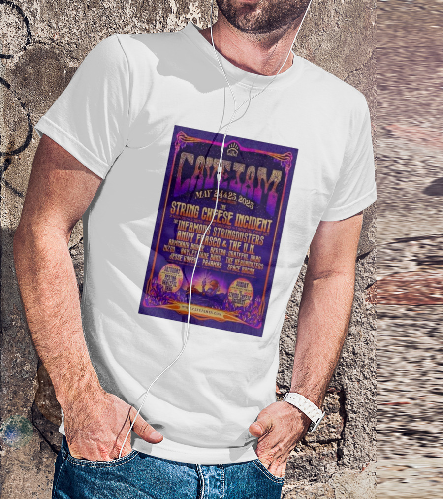 Cave Jam May 24 25 2025 The Caverns Pelham TN String Cheese Incident Infamous Stringdusters Andy Frasco T-Shirt