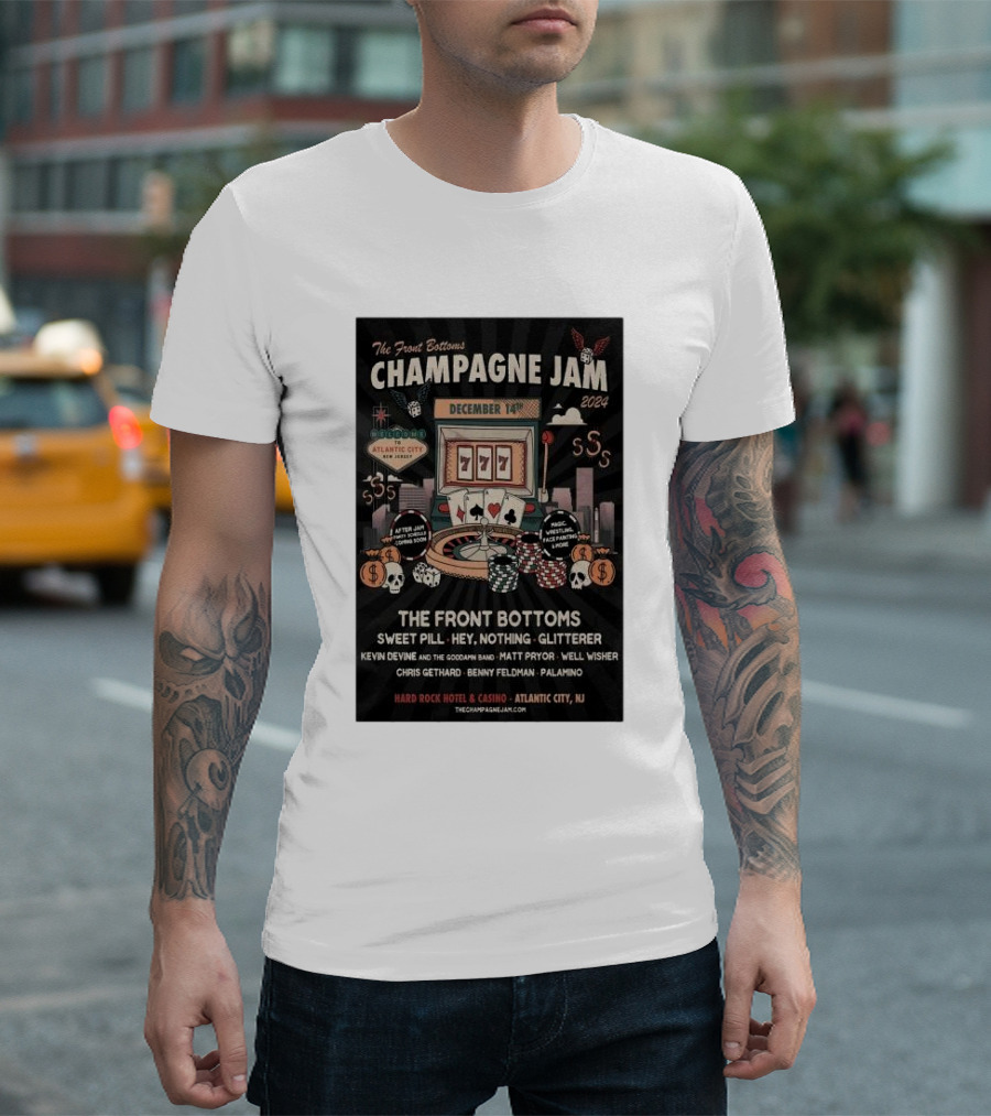 The Front Bottoms Champagne Jam 2024 December 14 Atlantic City NJ Hard Rock Hotel And Casino T-Shirt