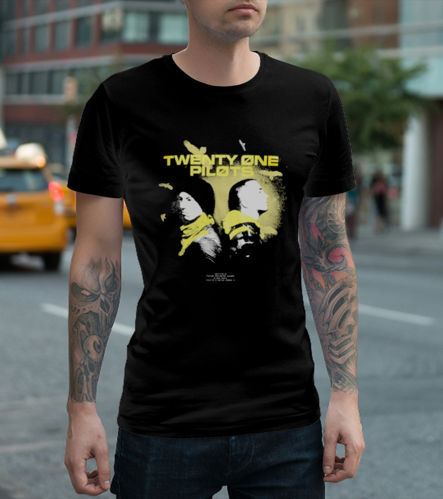 Twenty One Pilots Back 2 Back Eagle Silhouette Duo Yellow Accents T-Shirt