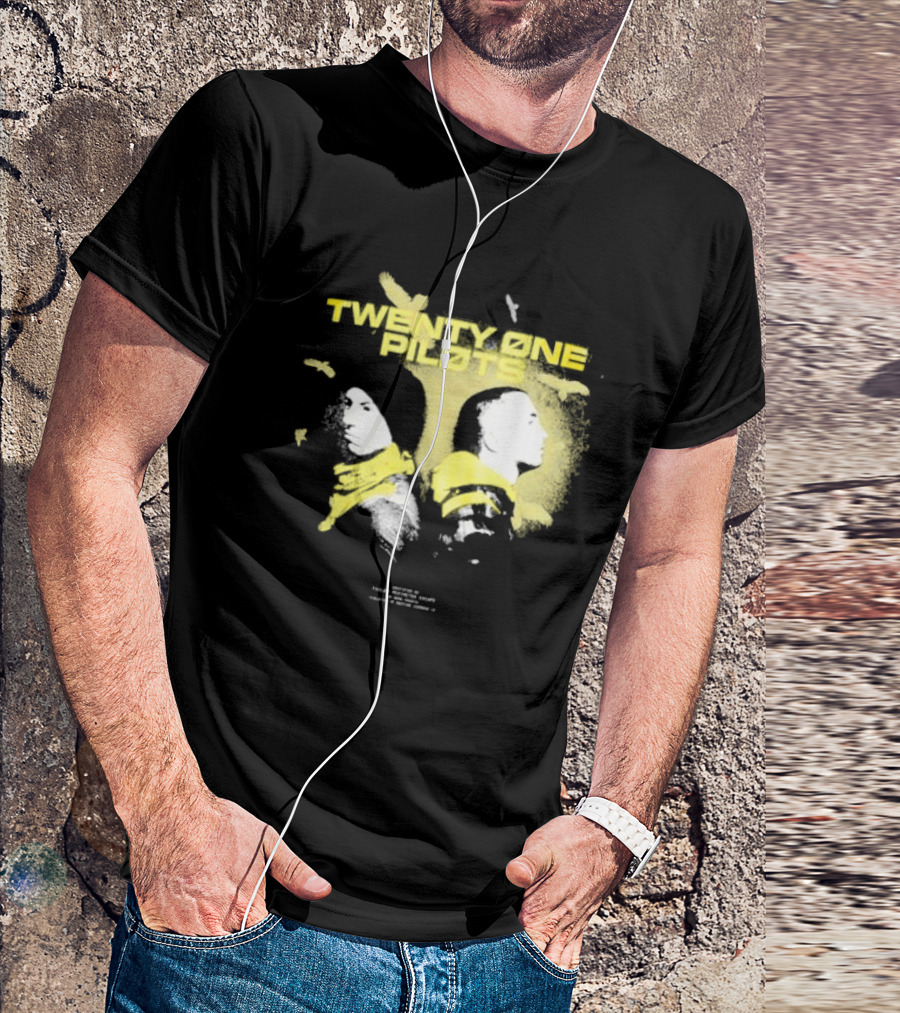 Twenty One Pilots Back 2 Back Eagle Silhouette Duo Yellow Accents T-Shirt